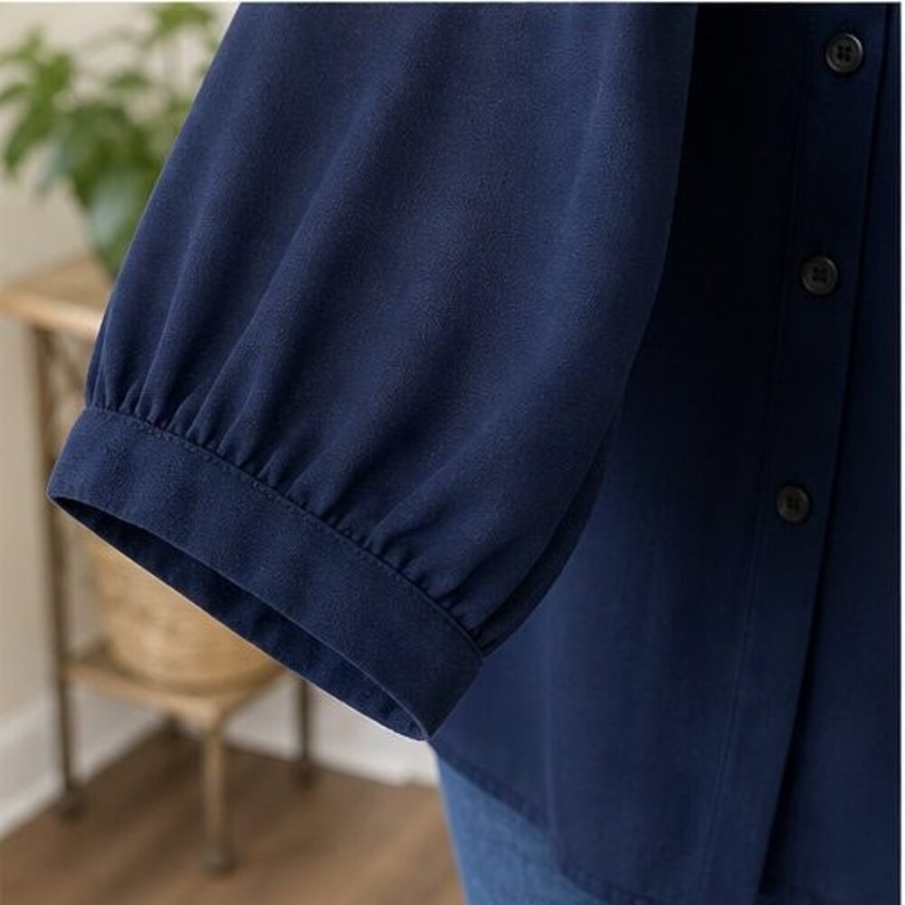 Navy Ruffle Blouse - Picture 5 of 6